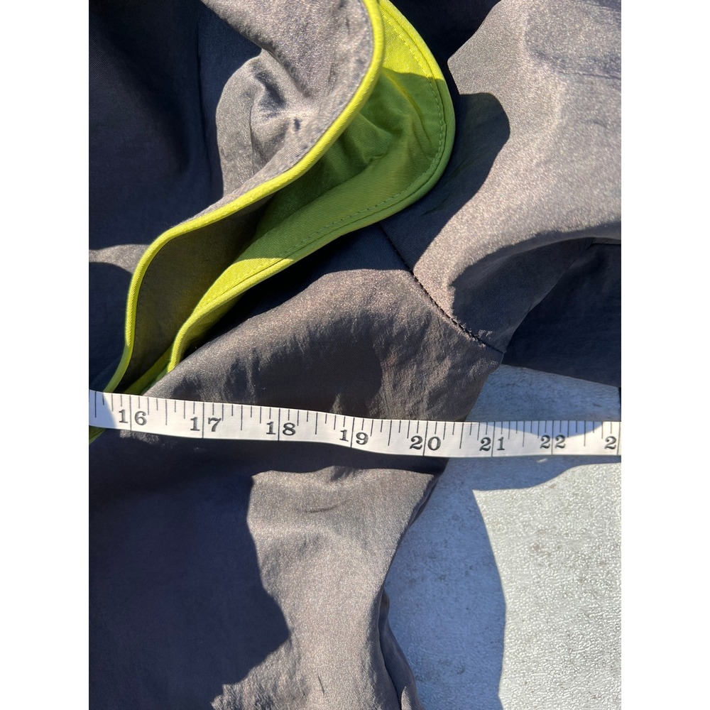 Coterie de France Long Grey Trench Coat Lime Green Trim Adjustable Collar Size L - Picture 4 of 7